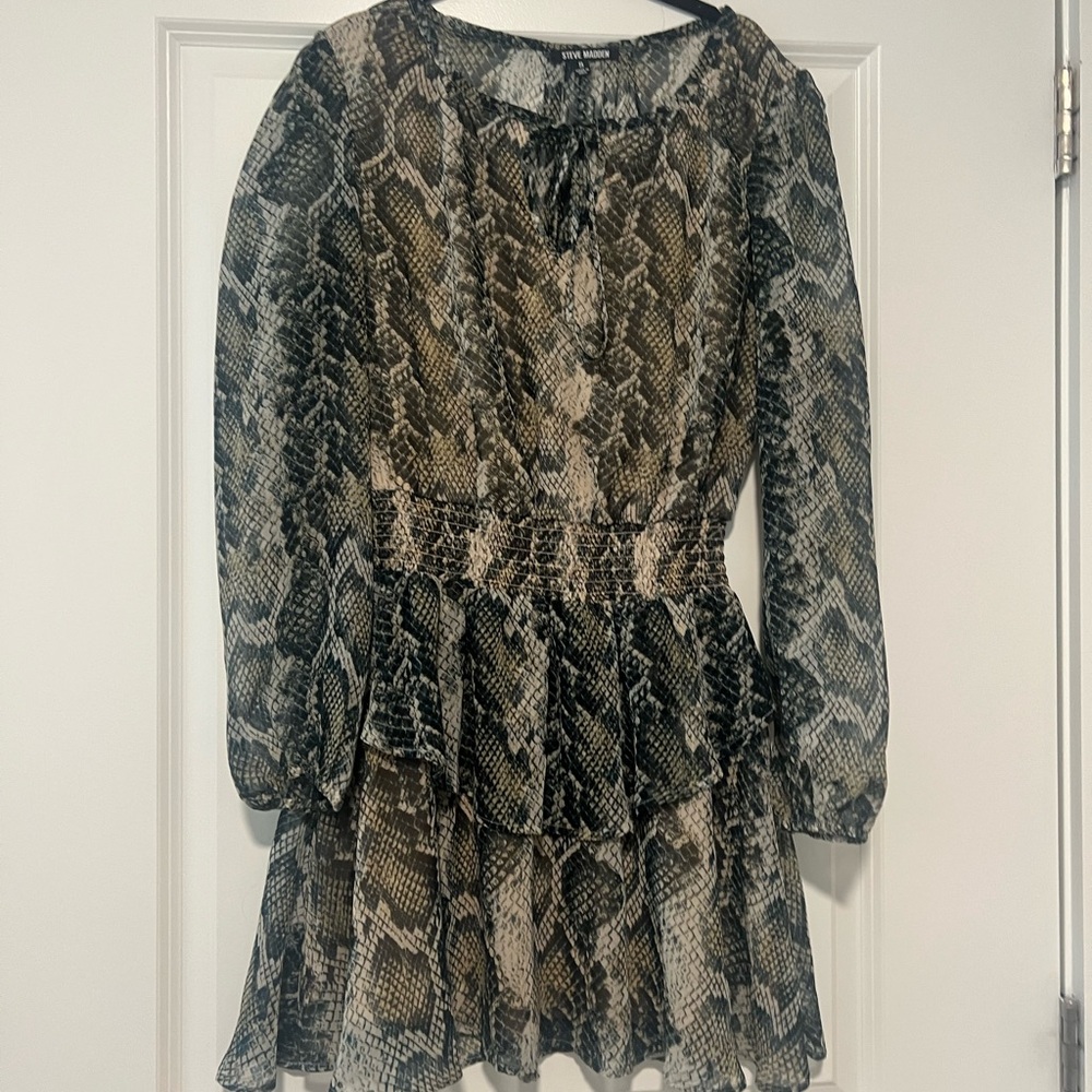 Steve Madden Blue and White Snake Print Dress